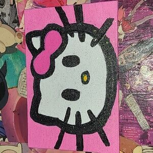 ✨️4/$10✨️Sparkly hand painted hello kitty canvas